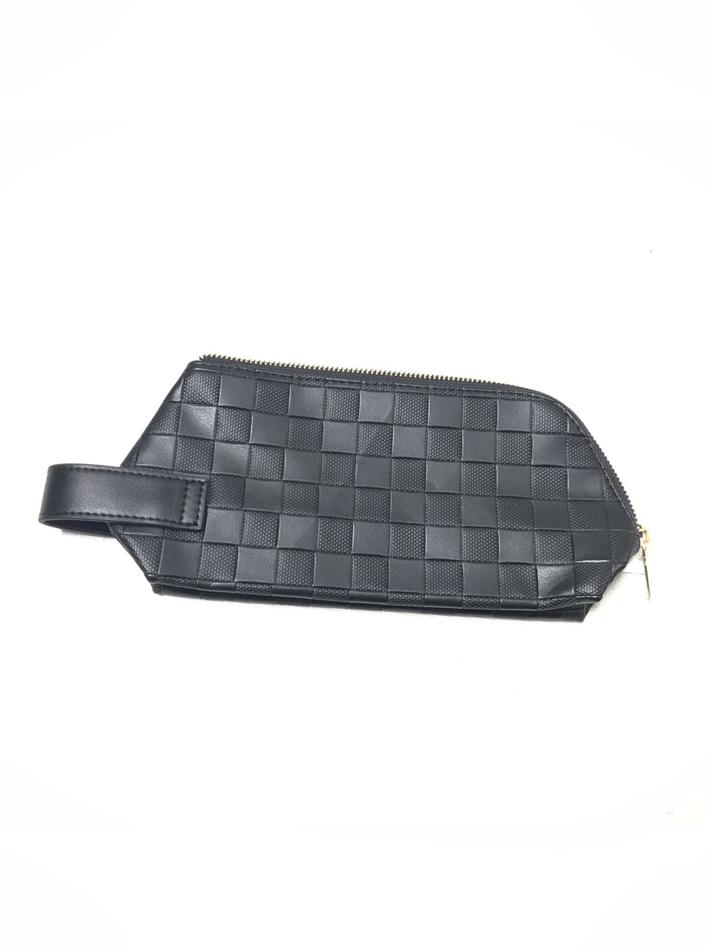 JO MALONE LONDON Zipper Makeup Toiletry Cosmetic Bag Black Tiled Faux Leather